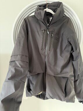 Helly Hansen Grey Hooded Ski Jacket RECCO Zip Pockets Medium